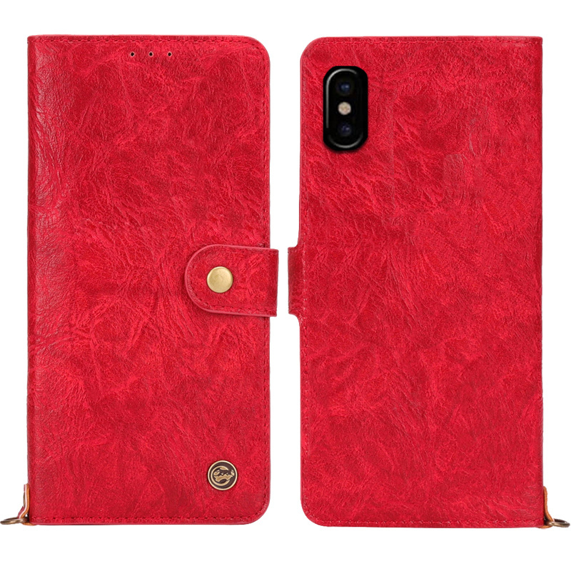 适用iPhoneXR复古真皮纹软壳手机套翻盖插卡支架苹果XS Max保护套