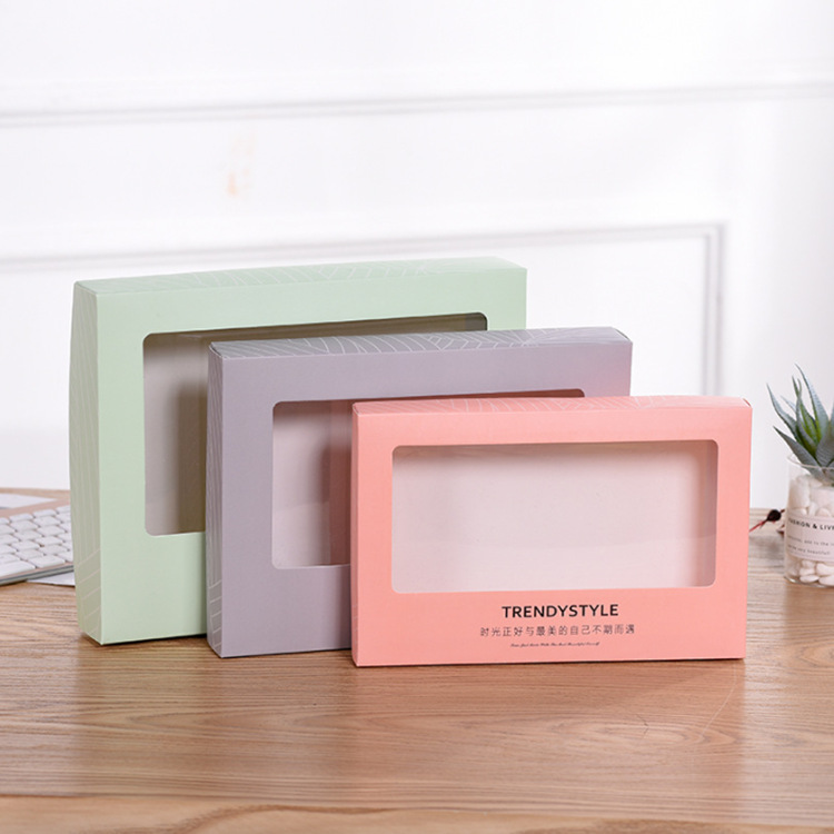 开窗PVC盒折叠抽屉彩盒糖果零食毛巾浴巾礼盒灰板白板创意礼盒