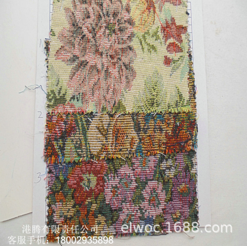 色织提花 布料厚 花朵旧感 复古家私沙发布 彩色欧美棉布 仿古314