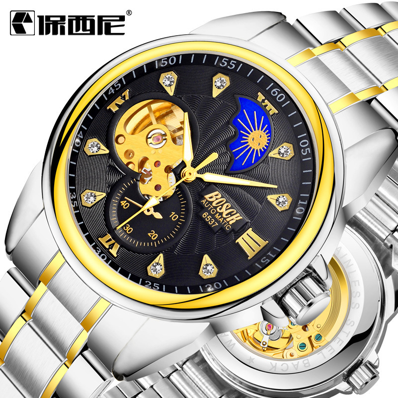 Baosini Men's Mechanical Watch Sun Moon...