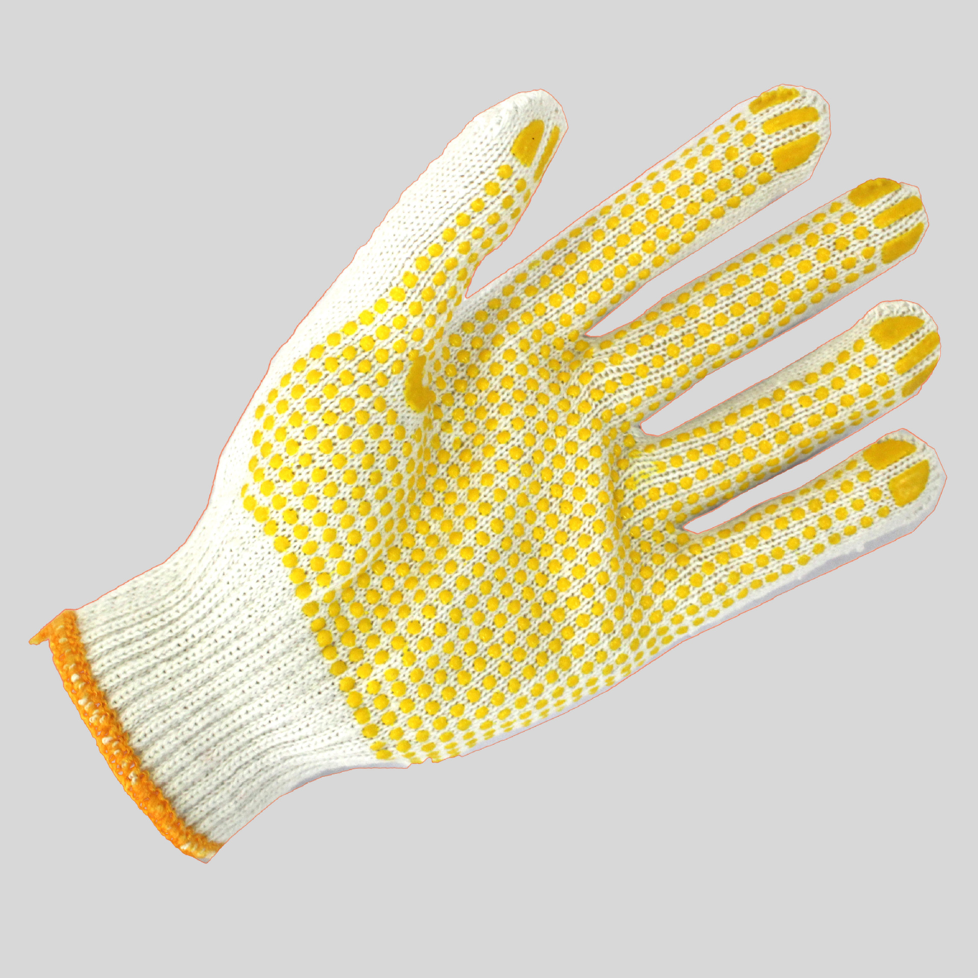 现货劳保工地工作防护手套PVC蓝点胶棉纱手套点胶细纱手套批发