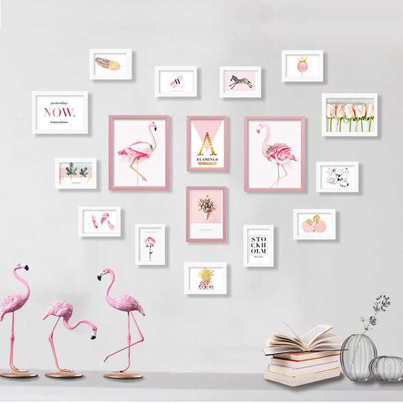 17框心形照片墙客厅创意浪漫组合相框墙结婚房卧室挂墙相片墙|ms