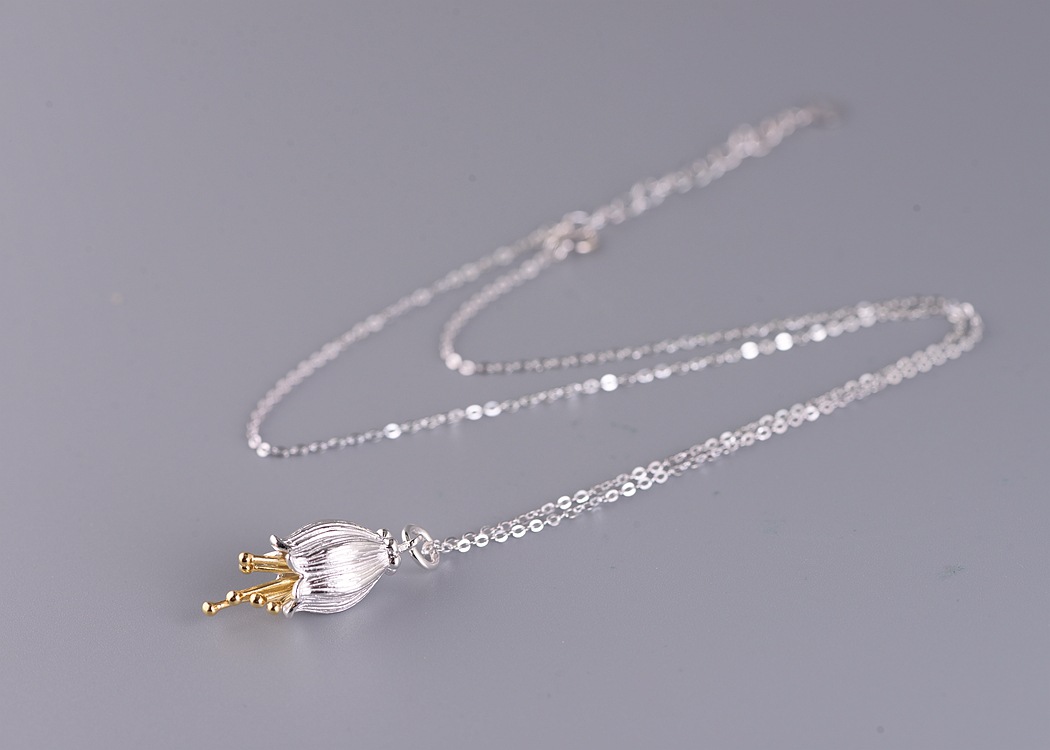 s925 Silver Flower Pendant Necklace Image 2