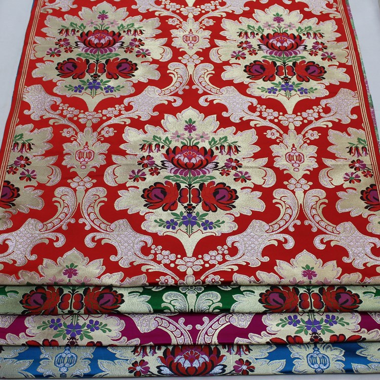 中国风旗袍秀禾服蒙古袍藏族服装布装饰真丝绸缎提花纺云锦面料