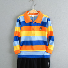 巴拉卜比童装polo衫长袖儿童全棉Kids夏装韩版儿童条纹中大童翻领