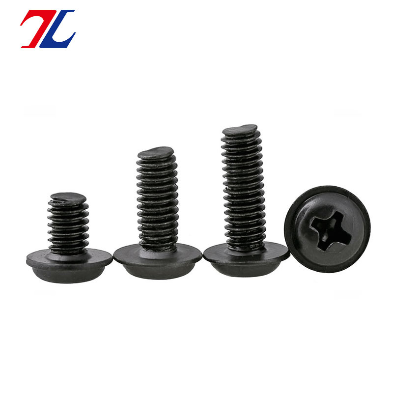 现货批发 PWM 圆头自带垫螺丝 盘头带介机螺钉黑锌白镍M2M2.5M3M4