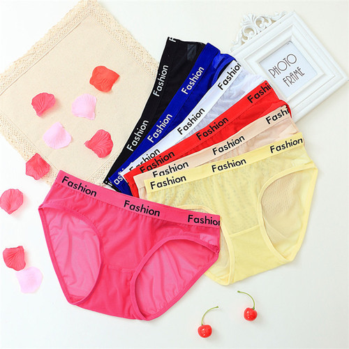 English letter fashion sports style sexy and tempting breathable mesh fabric women's underwear briefs 5010