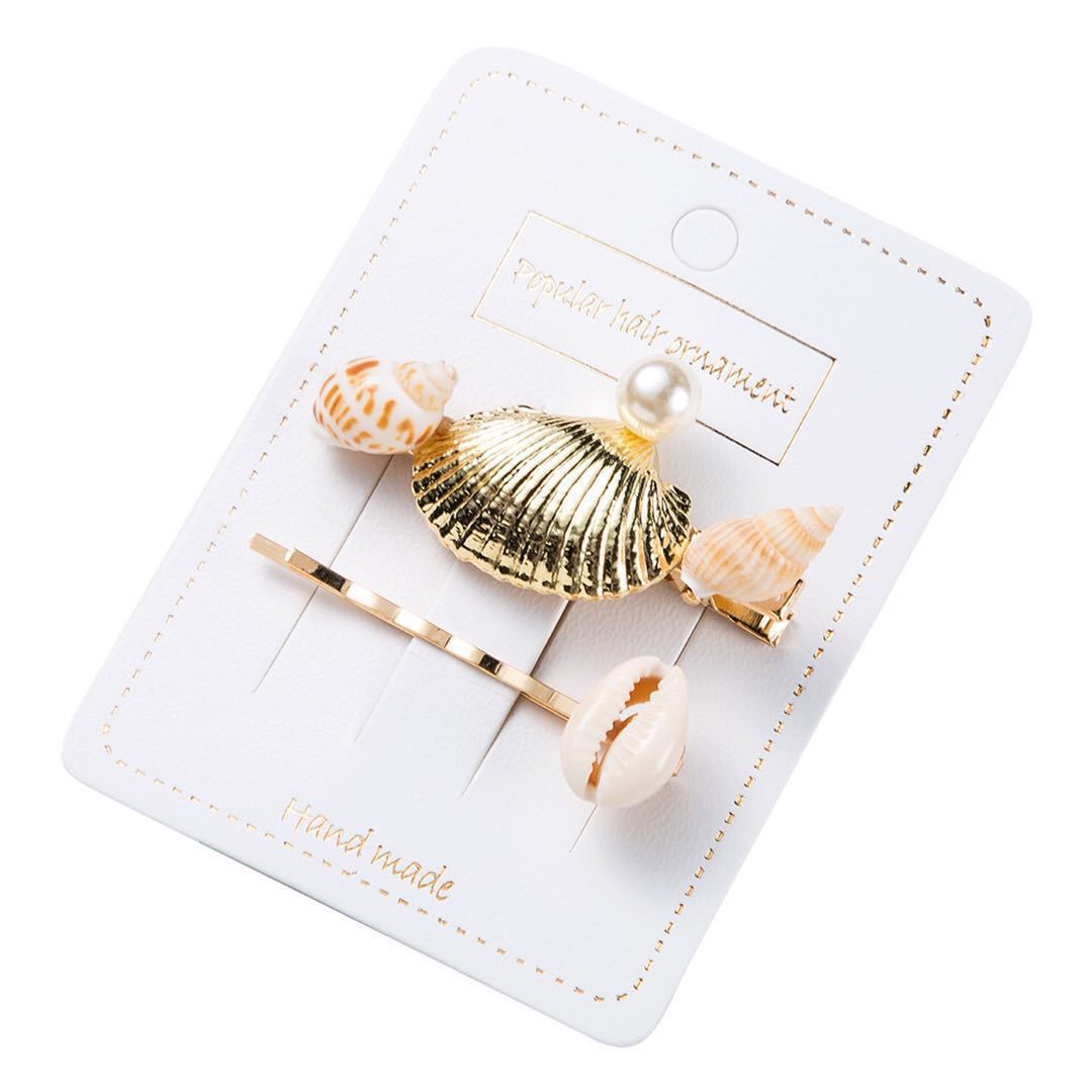 11g Weight Hair Clip Hair Accessories Type 1 Set Quantity Holiday, Travel Occasion Shell Material Shell Pattern All Seasons Season Women's Gender Marine Style Style Marine Style Women's Shell Shell Hair Clip 4