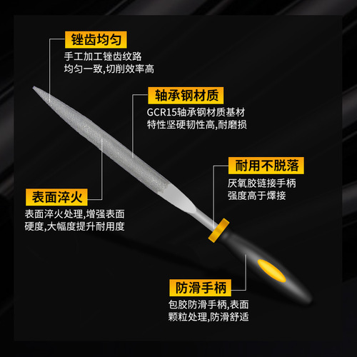 Small files, assorted steel files, two-color plastic handle finishing files, 10-piece set, hanging bag set, assorted woodworking files