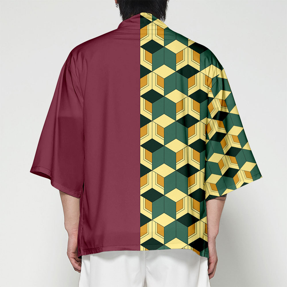 FCCEXIO Women/Men Summer Casual Cool Streetwear Demon Slayer Kimetsu no Yaiba Print Japanese Anime Kimono Haori Yukata Cosplay