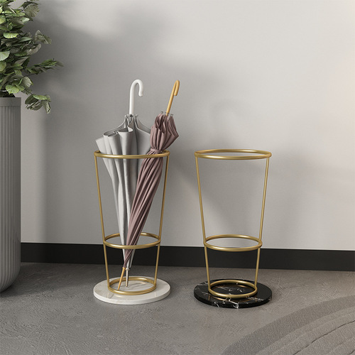 Hotel Lobby Iron and Marble Umbrella Stand Nordic Home Use Shopping Mall Umbrella Stand Instagram Influencer Iron Umbrella Bucket