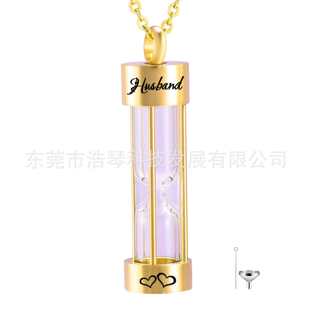 Фабрика Прямые родственники муж Пепел ожерелье из нержавеющей стали золотые песочные часы пепел шкатулка кулон флакон духов