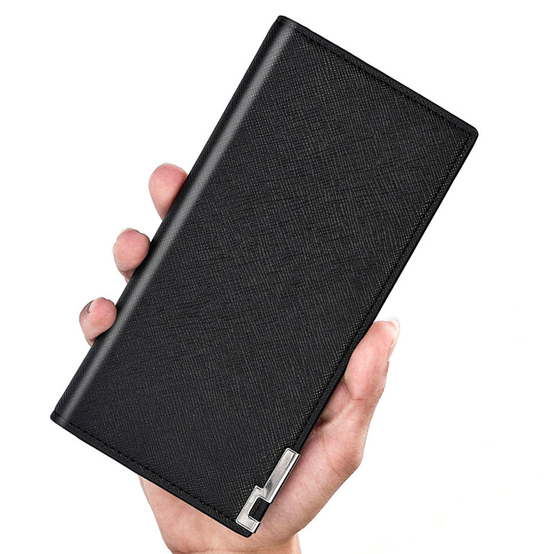 Factory direct supply creative new men's wallet long Korean soft leather cross pattern thin wallet wallet wholesale men Factory direct supply creative new men's wallet long Korean soft leather cross pattern thin wallet wallet wholesale men