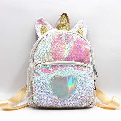 Cross border Sequins unicorn Backpack 2019 new pattern girl fashion knapsack Cartoon lovely schoolbag travel knapsack