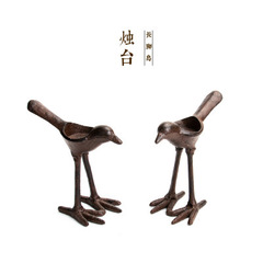 Creative metal cast iron candle holder, retro nostalgic birthday gift, iron candle holder, bird high-foot candle holder