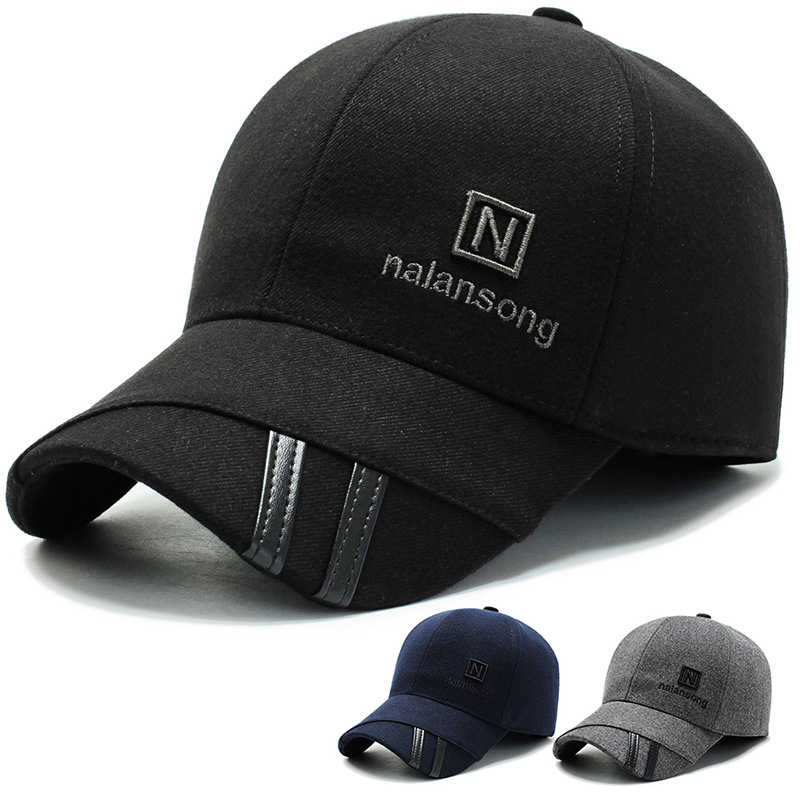Warm Woolen Baseball Cap For Men For Winter With Ear Protection_voghion.com