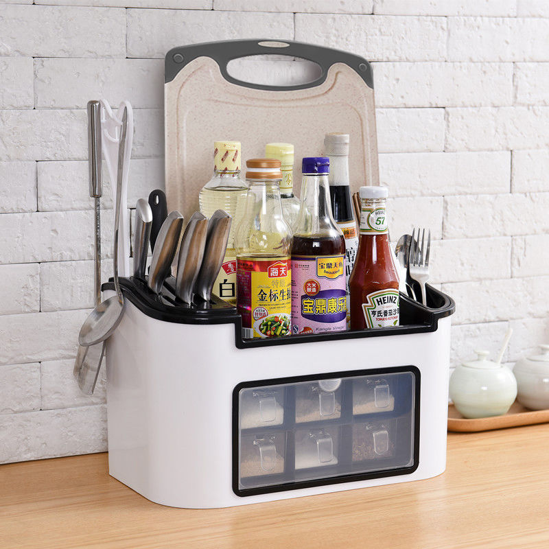 廚房多功能調味盒筷子籠收納架多格子調料盒置物架調料瓶刀架批發