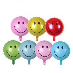 18-inch round smiling aluminum foil balloons for wedding, birthday party, event celebration wholesale aluminum foil balloons