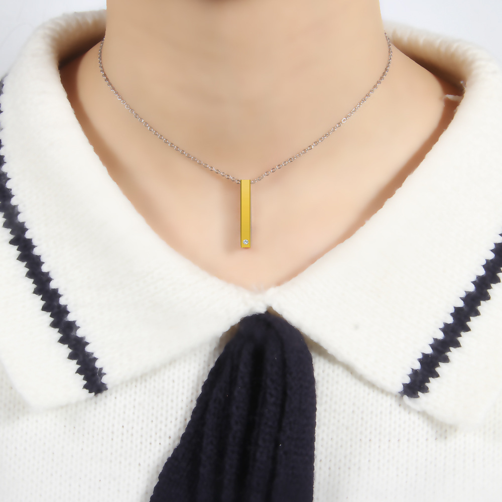 cable chain Chain Type Simple Style Customization Laser Engraving 304 Stainless Steel Plating Unisex Pendant Necklace Men Pendant Necklaces