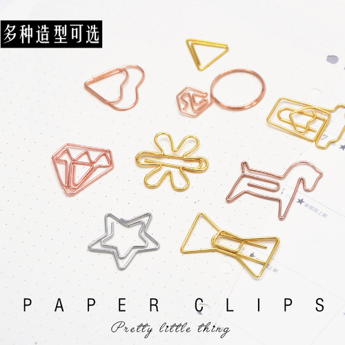 Manufacturer Direct Sale Metal Shaped Paperclip Airplane Diamond Heart Star Cherry Note Music Cute Little Flower Fresh Bookmark