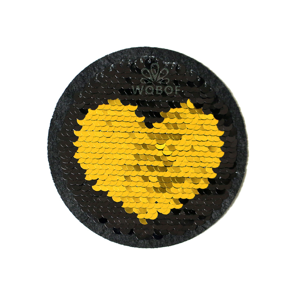 WO-2018厂家直销新款圆形爱心桃心5MM珠片绣章仔可定制