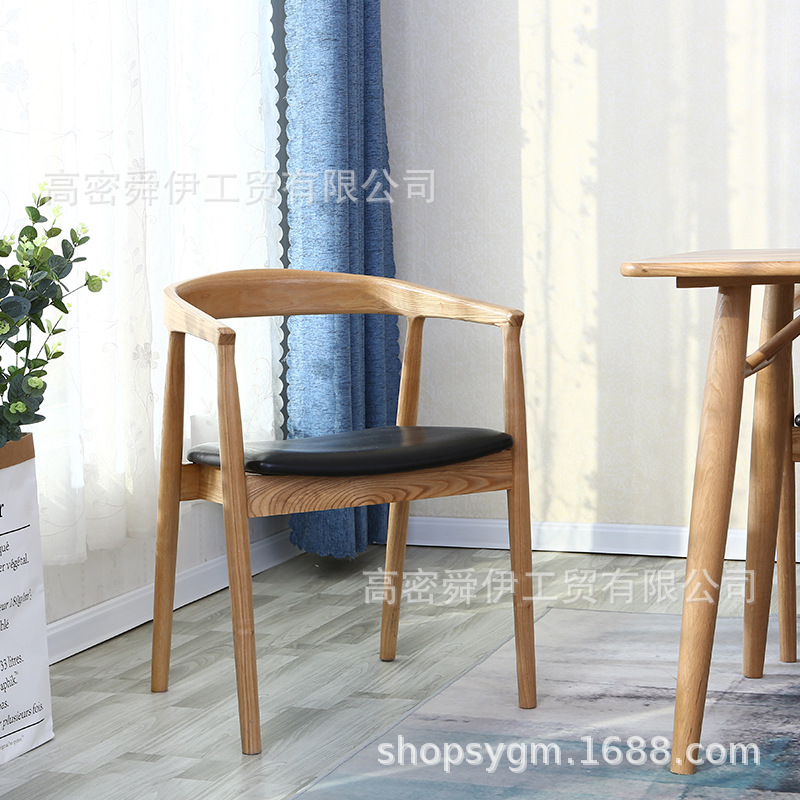 廠家代發北歐實木餐椅曲柳軟包休閑椅茶桌椅簡約咖啡廳售樓處用椅