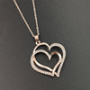 Fashionable metal accessory, pendant heart-shaped heart shaped, necklace, wholesale, diamond encrusted
