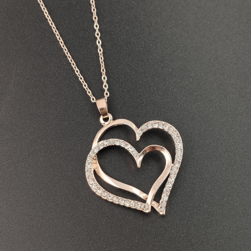 Double Layer Alloy Necklace With Full Diamond Crystal Detailing_voghion.com