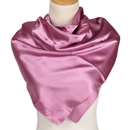 New satin women's solid color scarf wholesale imitation silk solid color 90 satin professional stewardess square scarf YW102
