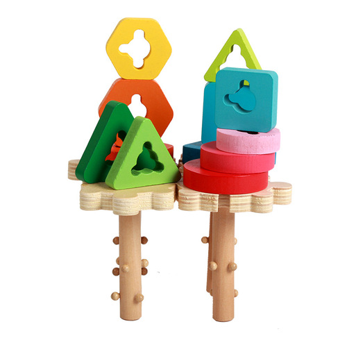 Shape Matching Column, Rotating Column, Kindergarten Children's Early Education Enlightenment Brain-Training Matching Blocks, DIY Toy