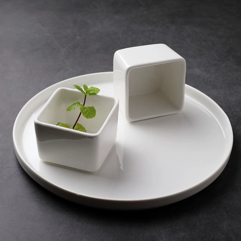 Creative ceramic Sifang Bowl Hotel Article Motor Cai California Cold Vegetable Molecular Cooking Sifang Cup Featured Food Cup
