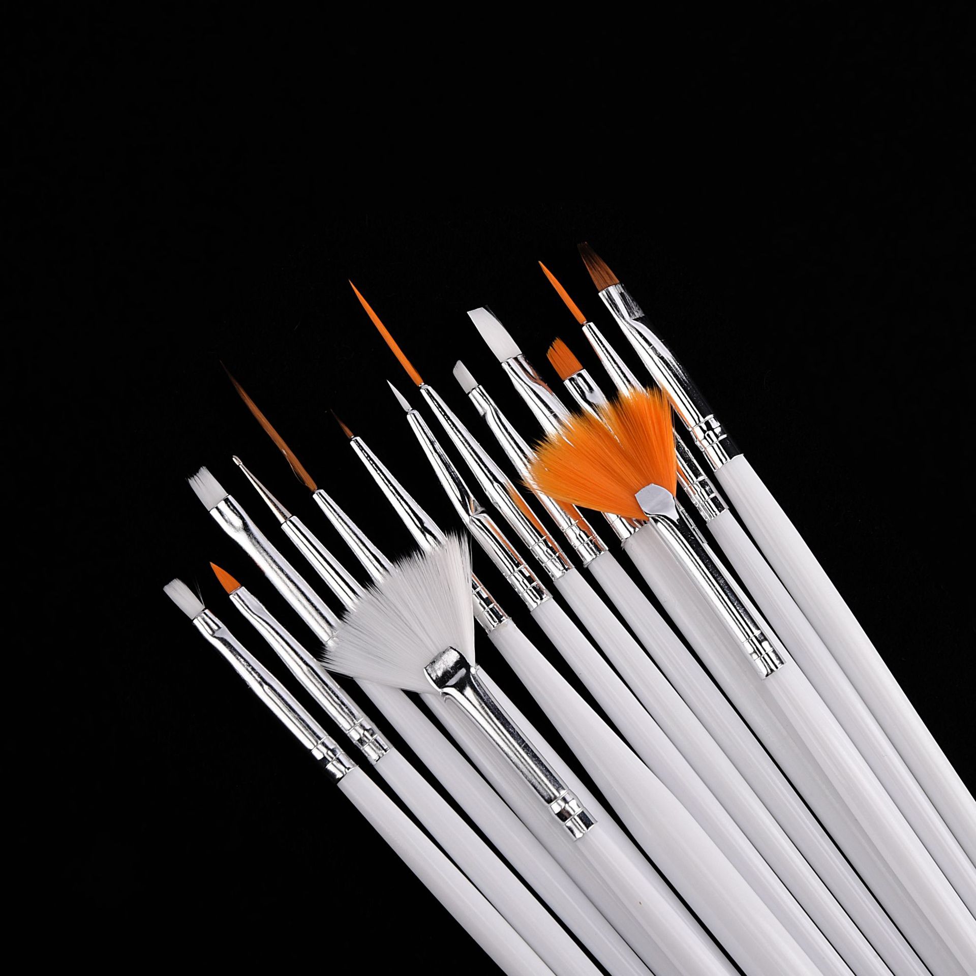 美甲筆刷15支套筆指甲刷套裝白桿粉桿刷子美甲店 彩繪筆 批發(fā)