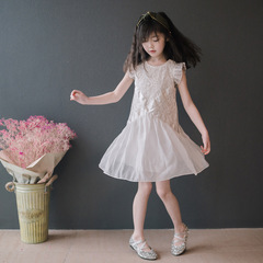 Girls' Summer Dress 2024 New Trendy Children's Outfit Summer Princess Skirt Little Girl Cotton Candy Fashion