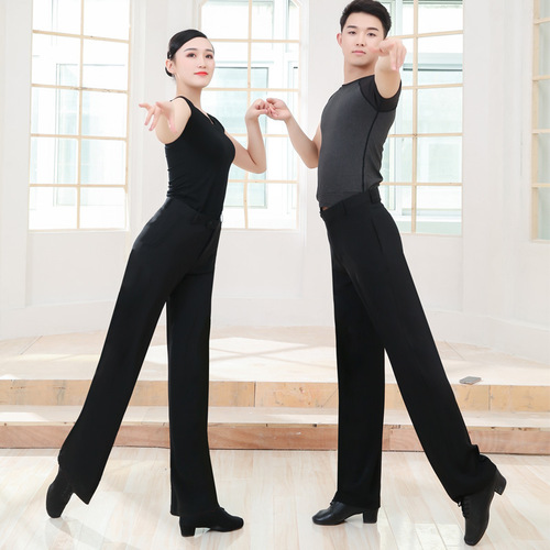 Men's Modern Latin Dance Suit Straight Leg Practice Pants International Standard Square Dance Performance Dance Pockets Pants