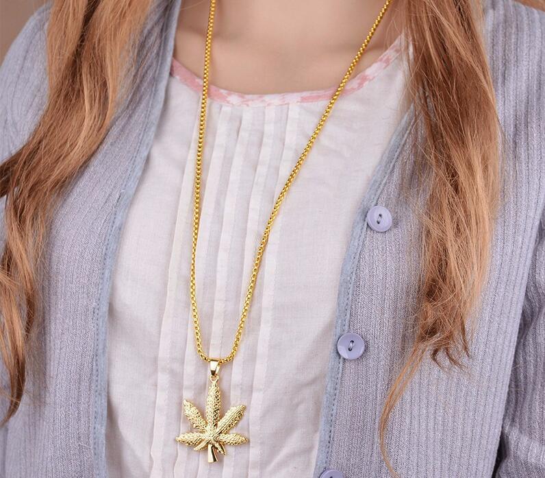 Collar de arce negro, plata y oro de estilo hip hop, joyería de moda dominante para hombres y mujeres, colgante de hoja_voghion.com