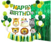 Gulin animal theme party decorative animal birthday flag party set jungle animal aluminum foil balloons