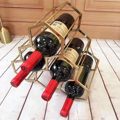 European style golden iron wine rack ins living room creative wine cabinet display rack honeycomb bar decorative ornaments