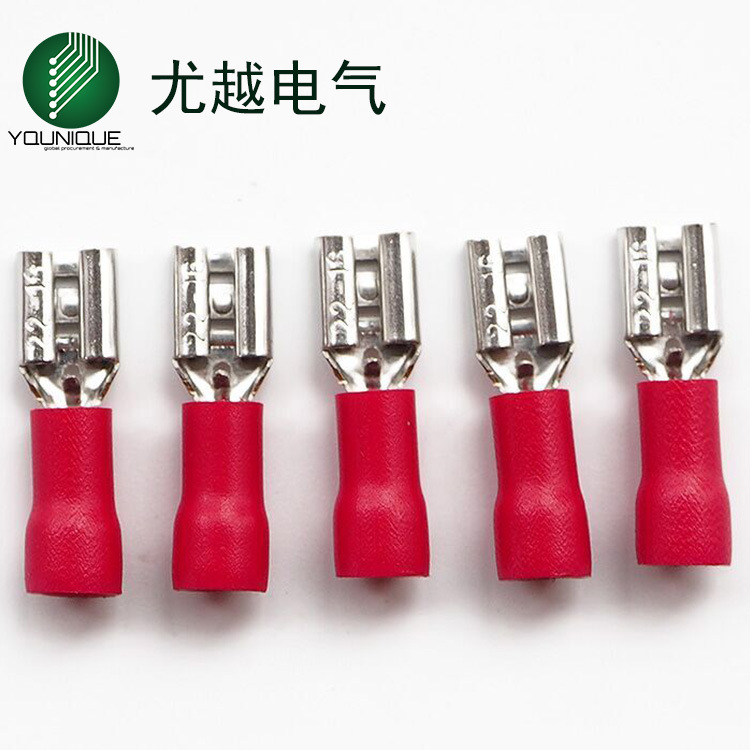 PVC绝缘护套母端子冷压接线端子黄铜 FDD