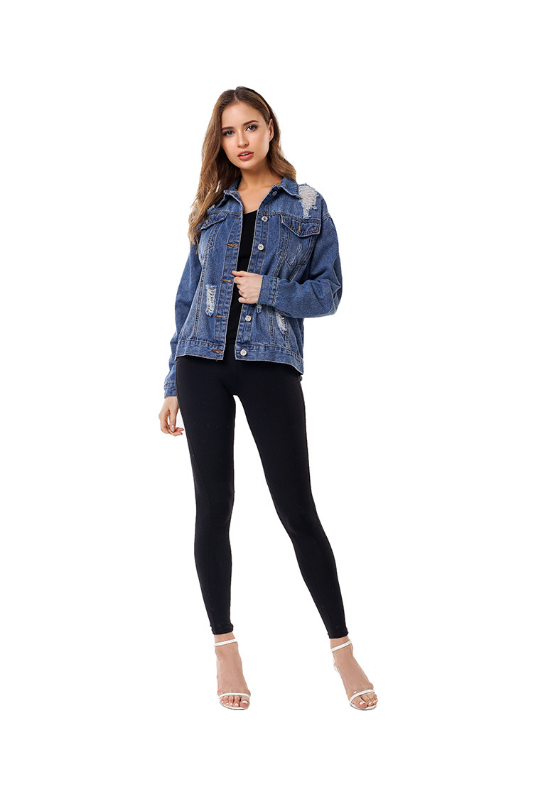 ripped loose denim jacket NSSY9165