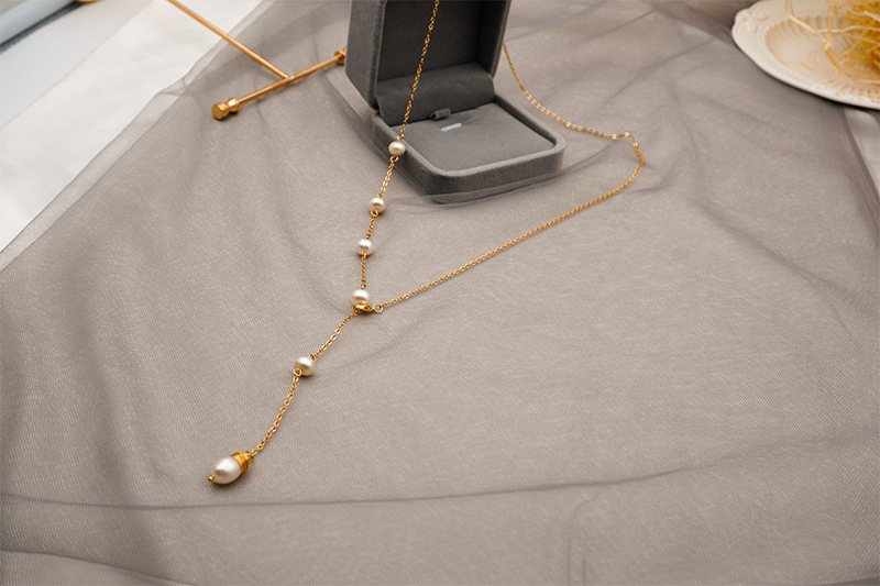 Mode Einfarbig Perle Titan Stahl Beschichtung Halskette 1 Stück display picture 3
