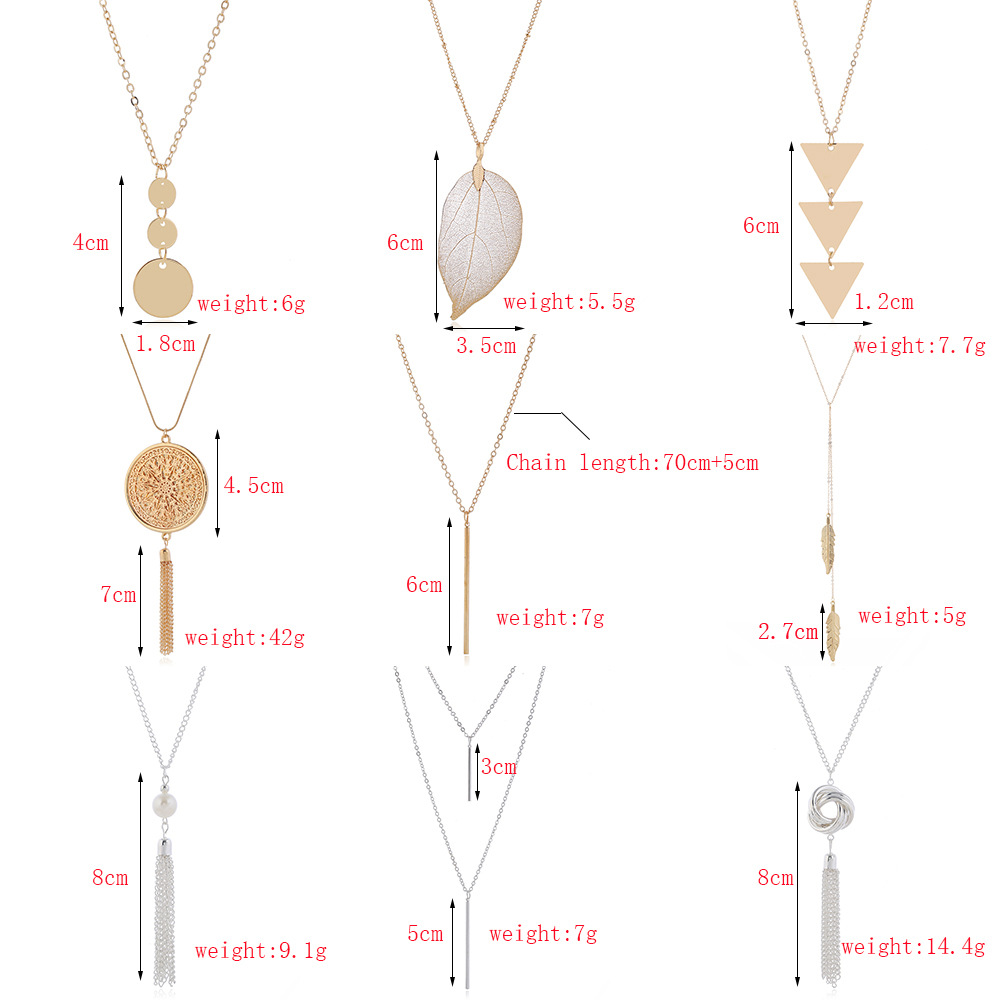 fashion metal geometric Y-shaped pendant long necklace