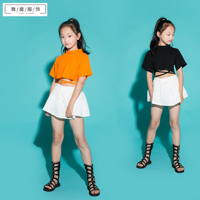 女童街舞套装夏季六一儿童露脐练功服韩版少儿嘻哈爵士舞演出服潮