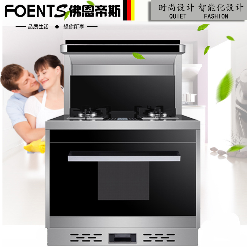 佛恩帝斯集成竈 壹體式油煙機自動清洗家用燃氣竈煙竈套裝帶蒸箱