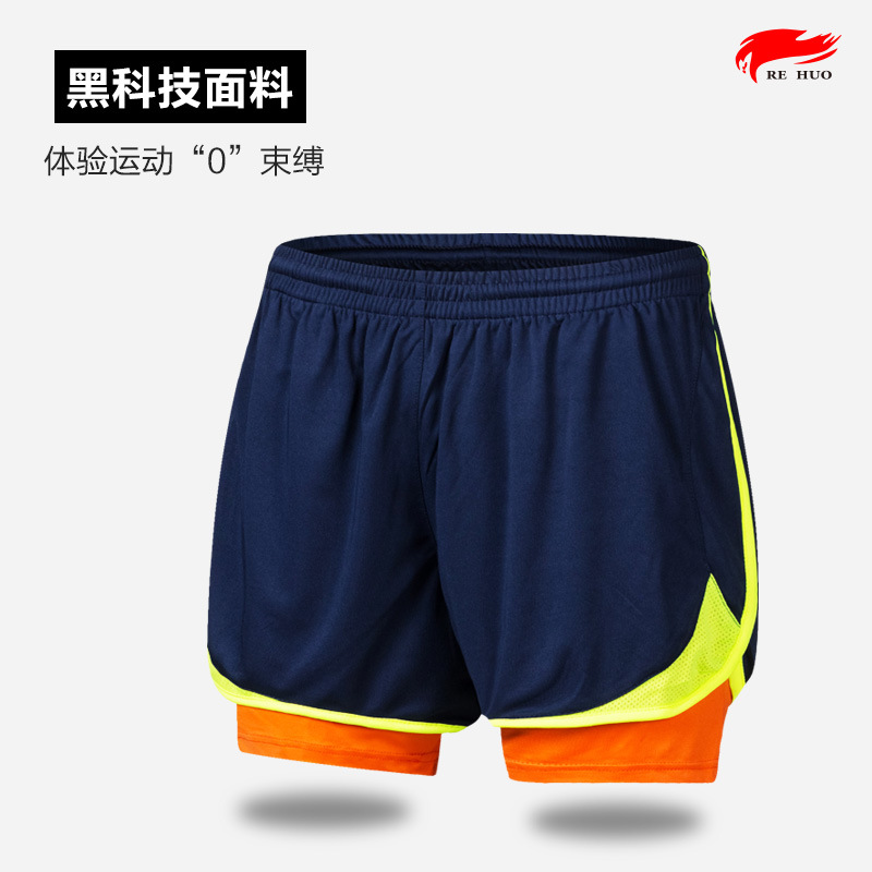 瑜伽短裤男女紧身防走光田径马拉松健身运动透气弹力紧身三分裤