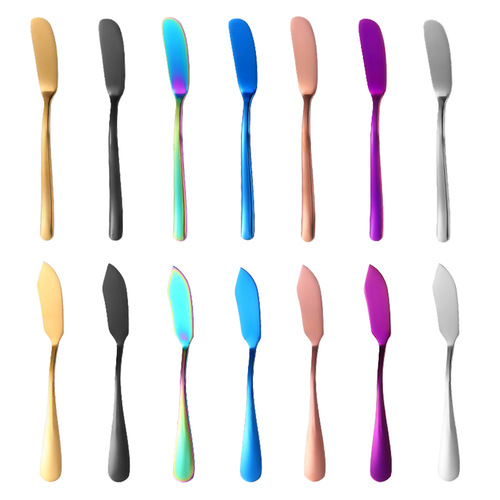Stainless steel golden colored butter knife, Western food tableware, finely polished thick 666 butter knife, large butter knife