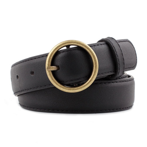 New Korean style retro ladies alloy round buckle belt versatile casual pin buckle square buckle PU belt female factory direct sale