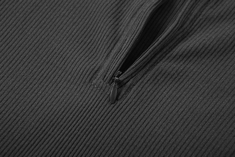Long-Sleeved Zipper Half-Open Collar Crop Slim Top NSSS114451