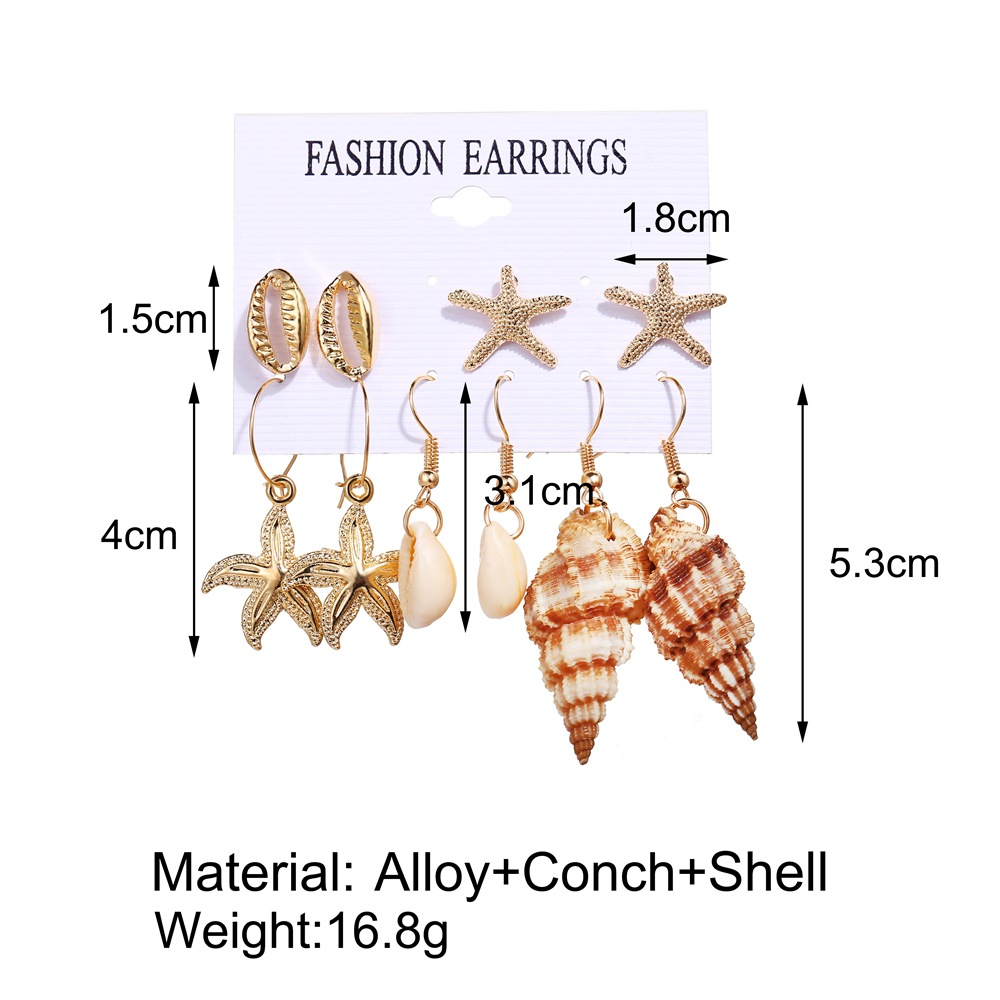 New Creative Retro Golden Silver Shell Scallop Earring Set Wholesale Nihaojewelry display picture 20