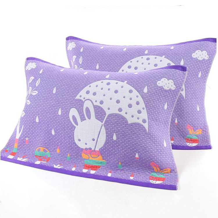 厂家直销纯棉打伞兔32股3层纱布卡通透气加厚枕巾儿童 枕头巾|ms