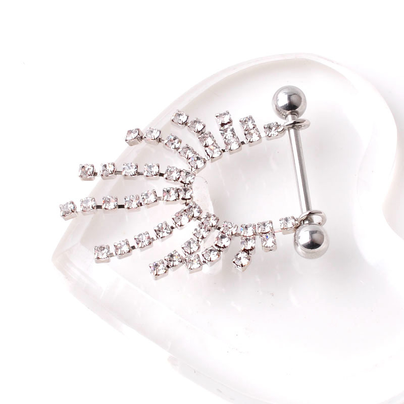 fashion puncture jewelry multi-drilled tassel titanium steel breast rings